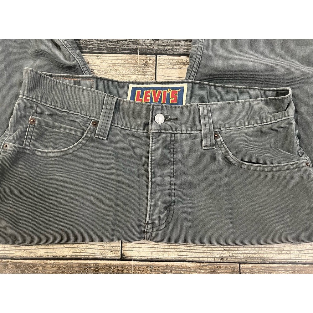 Levis 549 Corduroy Pants Mens 34/32 Gray Low Loose Straight Leg Gorpcore Casual‎